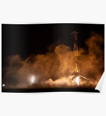 Falcon Heavy Boosters Night Landing Poster