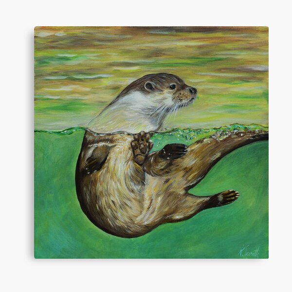 Item preview, Playful River Otter Painting designed and sold by Art by Kirsten Sneath.