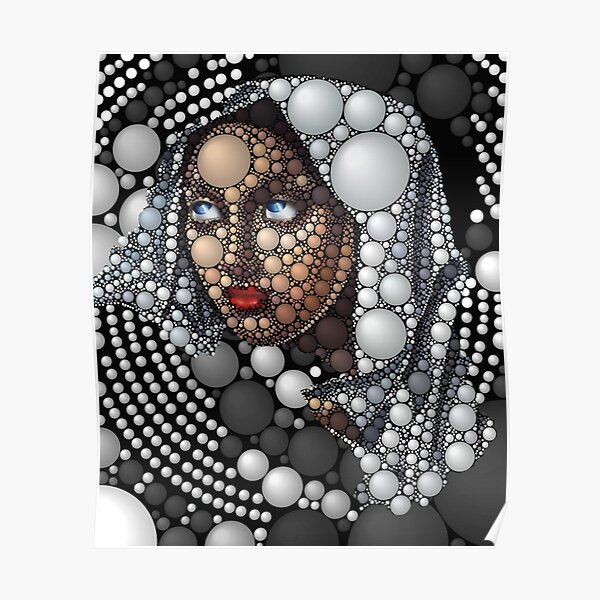 Pearl circlism pixel portrait Poster