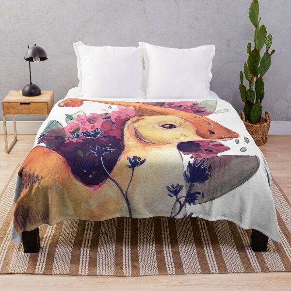 Artikelvorschau, Niedliche Parasaurolophus-Dinosaurier-Malerei mit Blumen und Blättern entworfen und verkauft von Manda Lyn LaCorte.