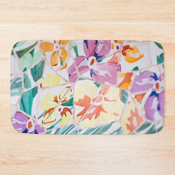 Item preview, Barcelona Park Guell Floral Mosaic Print designed and sold by CaravaggioHouse.