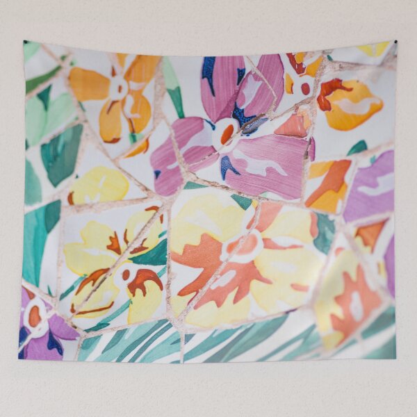 Item preview, Barcelona Park Guell Floral Mosaic Print designed and sold by CaravaggioHouse.