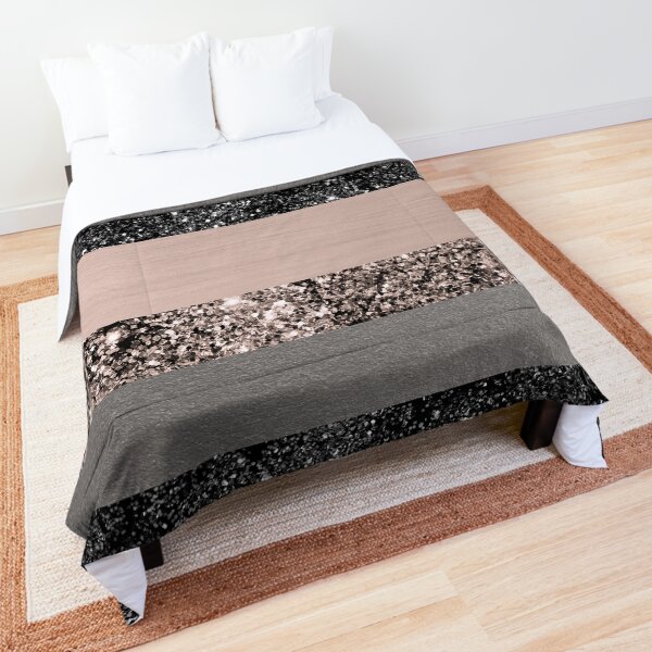 Blush Glitter Glam Stripes #1 #shiny #decor #art Comforter