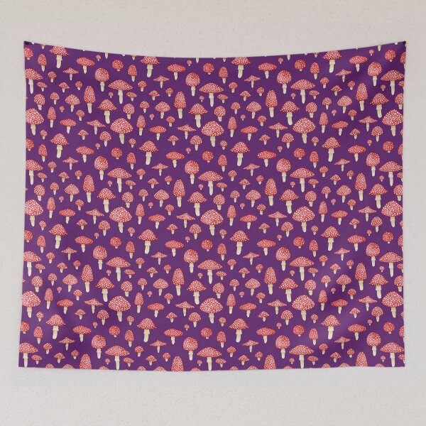 Item preview, Amanita Mushrooms Red on Purple designed and sold by dragonstarart.