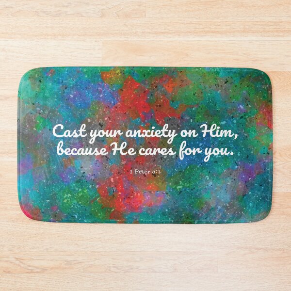 Item preview, Cast your anxiety on Him, because He cares for you. 1 Peter 5:7 designed and sold by StudioCitrine.