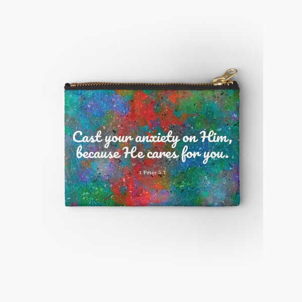 Item preview, Cast your anxiety on Him, because He cares for you. 1 Peter 5:7 designed and sold by StudioCitrine.