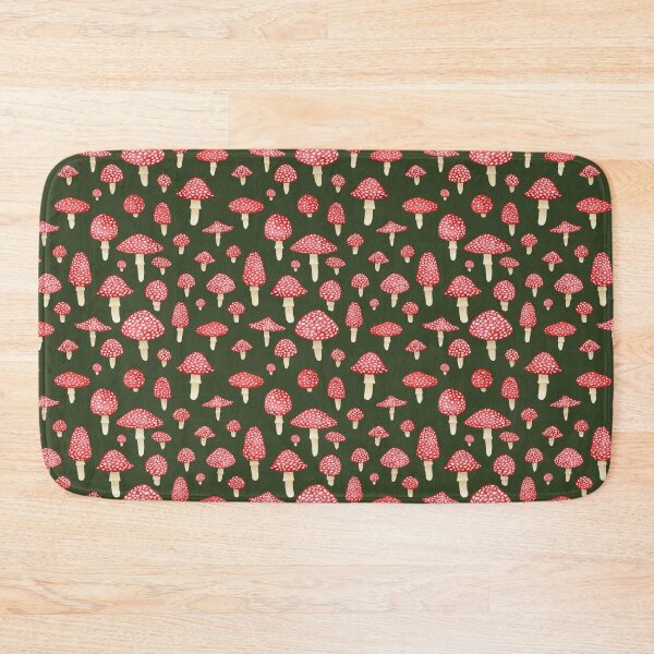 Item preview, Amanita Mushrooms Red on Green designed and sold by dragonstarart.