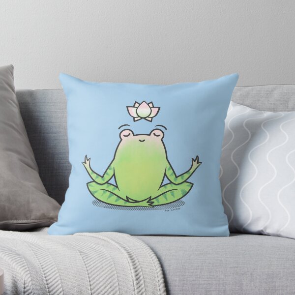 Zen Yoga Frog Throw Pillow