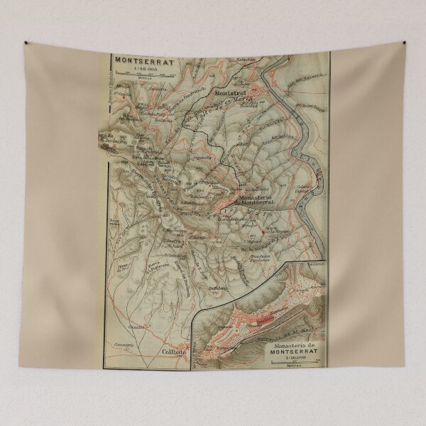 Item preview, Vintage Montserrat Spain Map (1913) designed and sold by BravuraMedia.