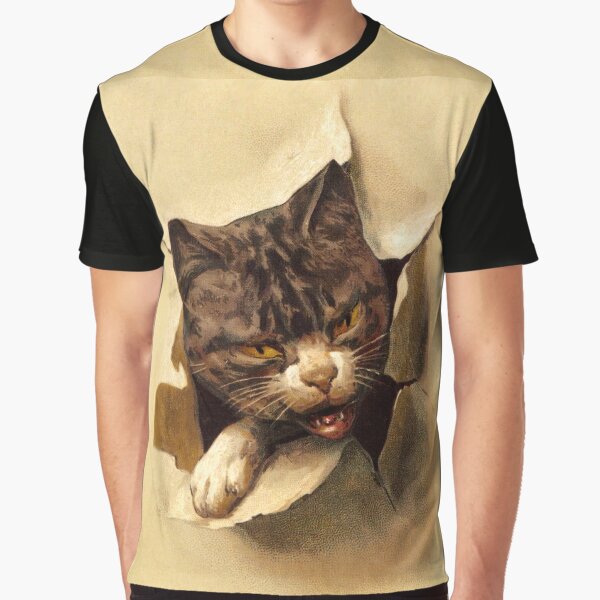 t shirt with cat coming out