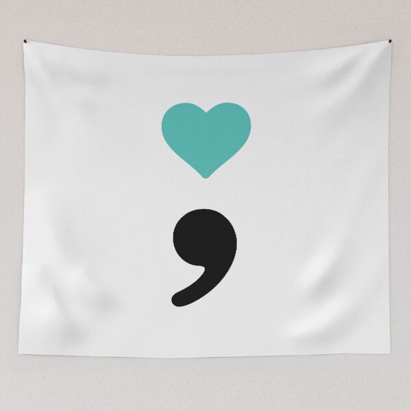 Item preview, Teal Semicolon Heart ; Depression & Mental Health Awareness ; Semi-Colon  designed and sold by Lux Design.