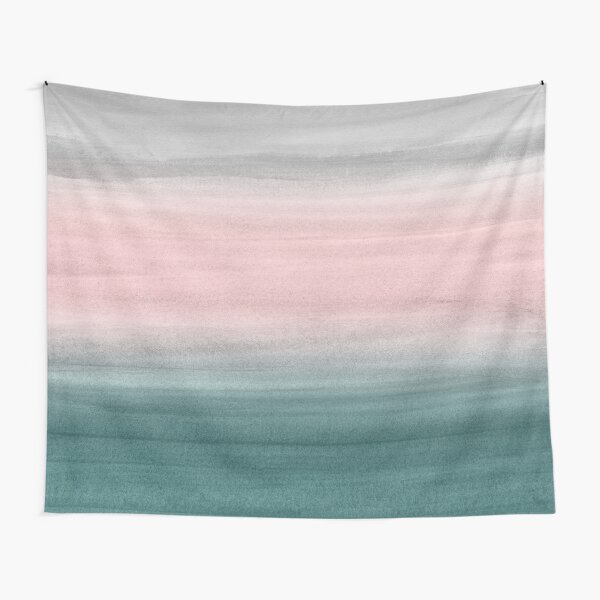 Touching Teal Blush Gray Watercolor Abstract #1 #painting #decor #art Tapestry