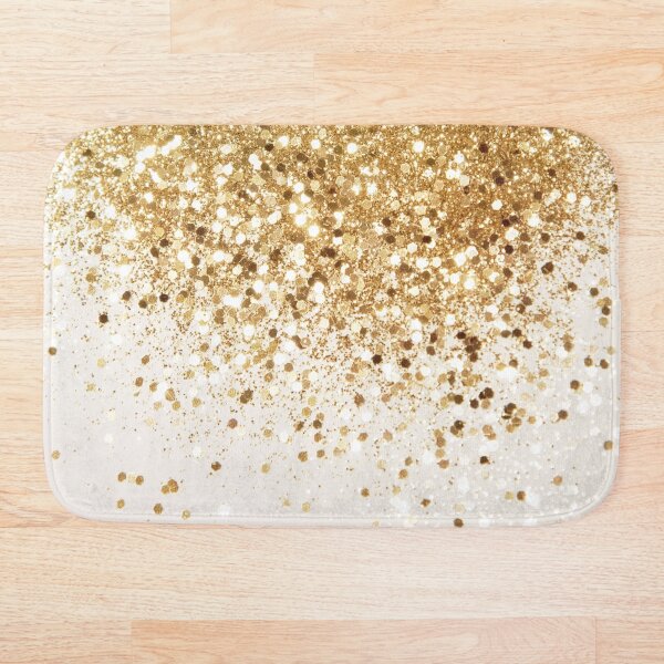 Sparkling Gold Glitter Glam #2 (Faux Glitter) #shiny #decor #art Bath Mat