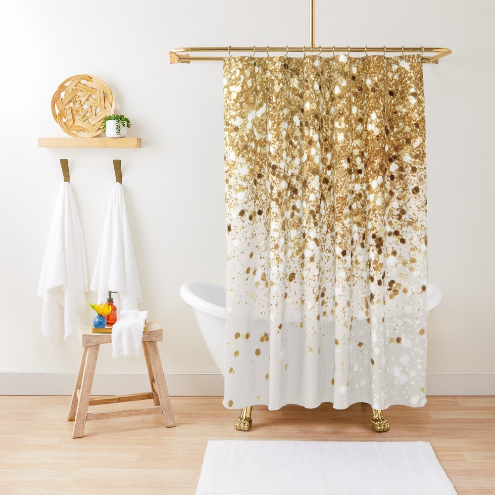 Sparkling Gold Glitter Glam #2 (Faux Glitter) #shiny #decor #art Shower Curtain