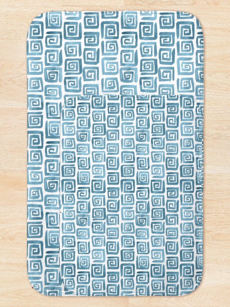 Alternate view of Greek Key Pattern - Blue grey Bath Mat