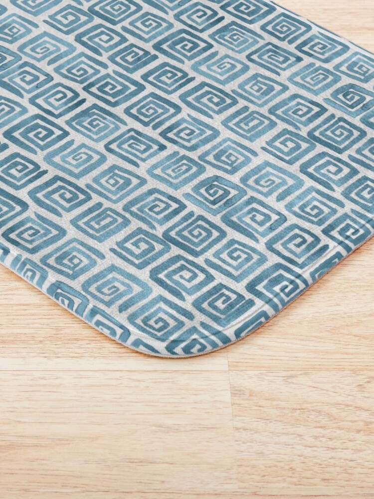 Alternate view of Greek Key Pattern - Blue grey Bath Mat