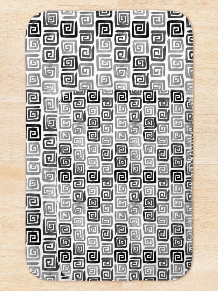 Alternate view of Greek Key Pattern - Monochrome Bath Mat