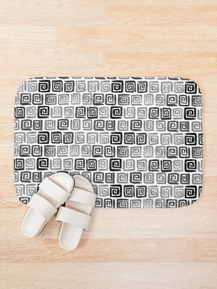 Alternate view of Greek Key Pattern - Monochrome Bath Mat