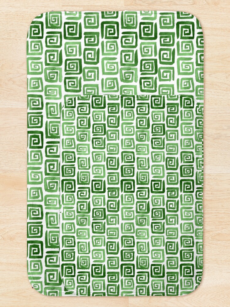 Alternate view of Greek Key Pattern - Green Bath Mat