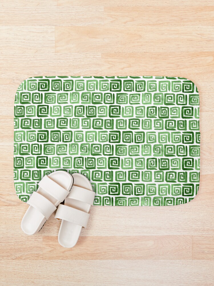 Alternate view of Greek Key Pattern - Green Bath Mat
