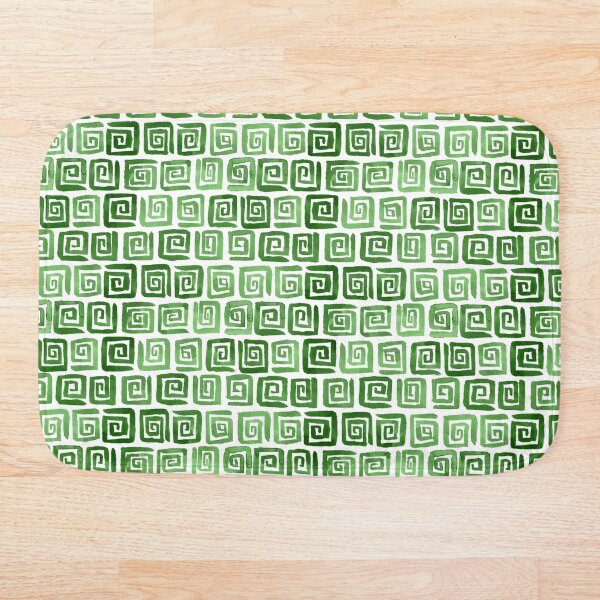 Greek Key Pattern - Green Bath Mat