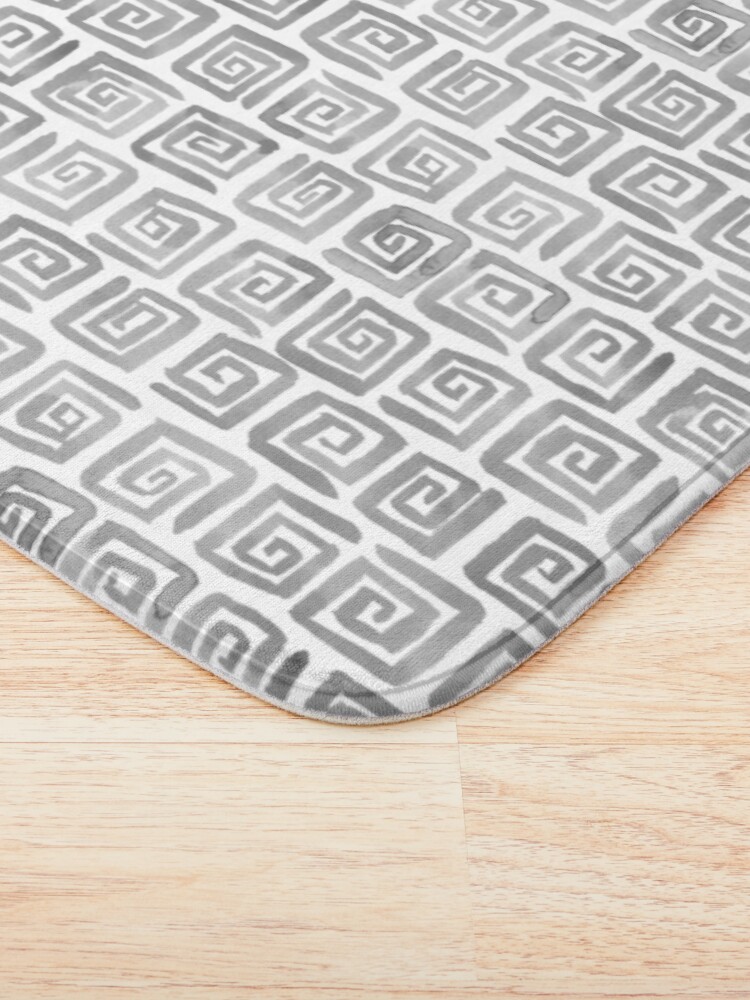 Alternate view of Greek Key Pattern - Greyscale Bath Mat
