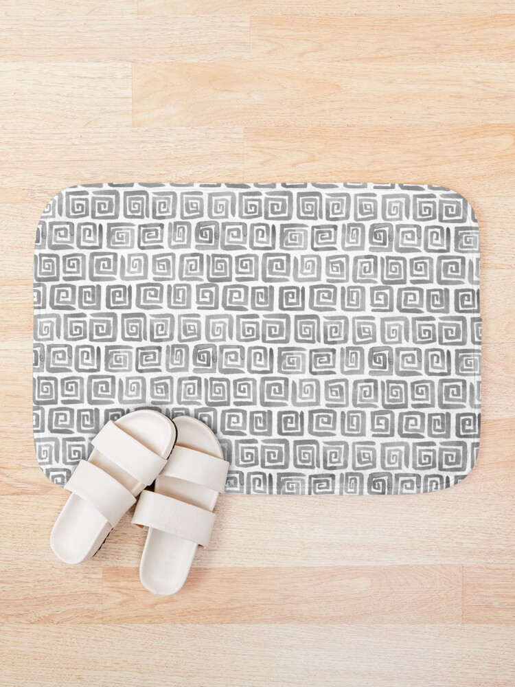 Alternate view of Greek Key Pattern - Greyscale Bath Mat