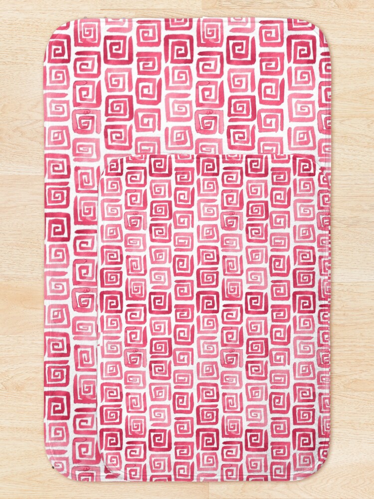 Alternate view of Watercolor Greek Key Pattern - Pink Bath Mat