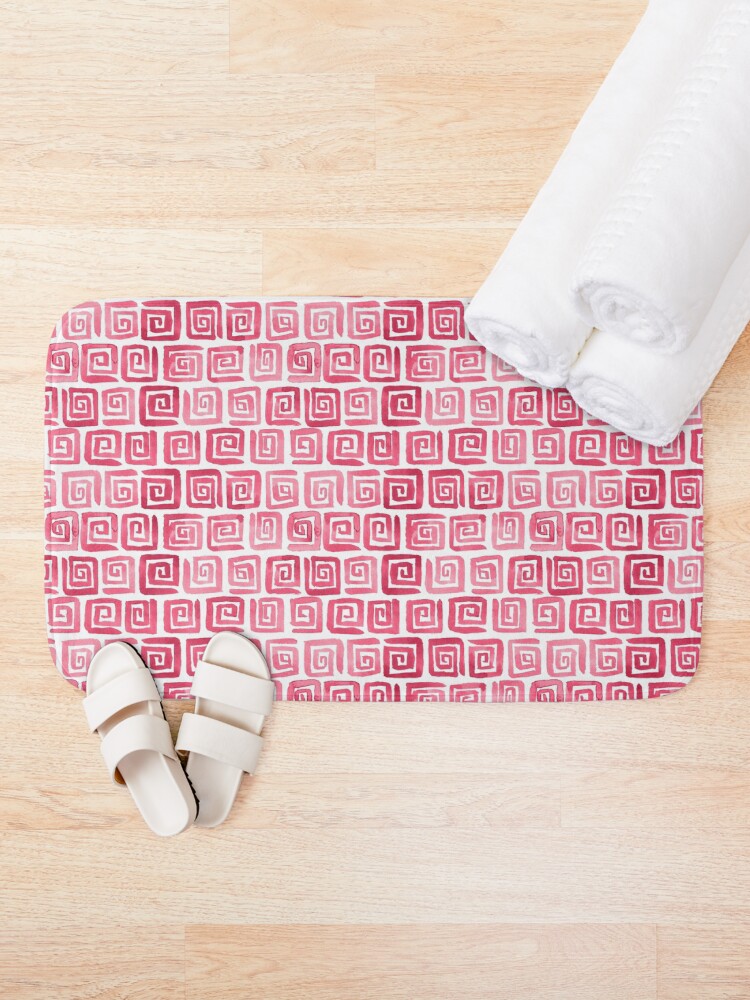 Alternate view of Watercolor Greek Key Pattern - Pink Bath Mat