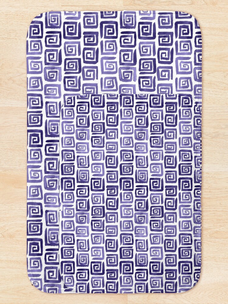 Alternate view of Watercolor Greek Key Pattern - Purple Bath Mat
