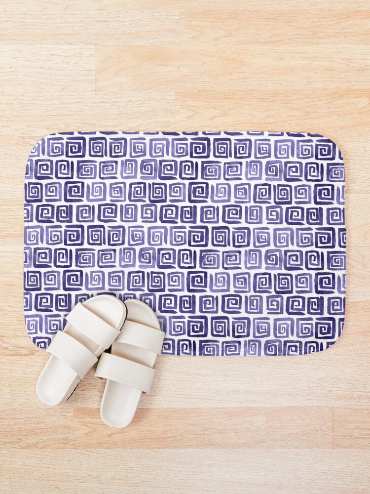 Alternate view of Watercolor Greek Key Pattern - Purple Bath Mat
