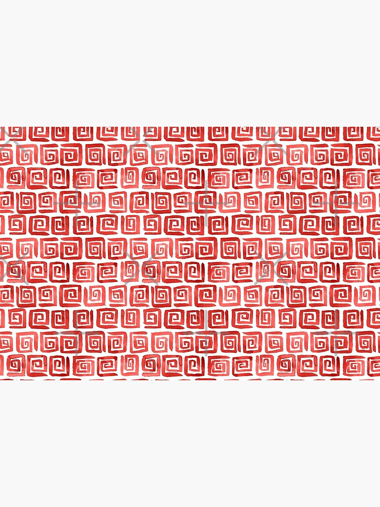 Watercolor Greek Key Pattern - Red by annieparsons