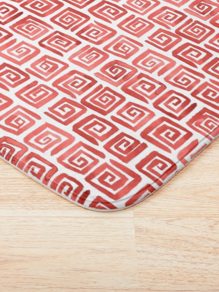 Alternate view of Watercolor Greek Key Pattern - Red Bath Mat