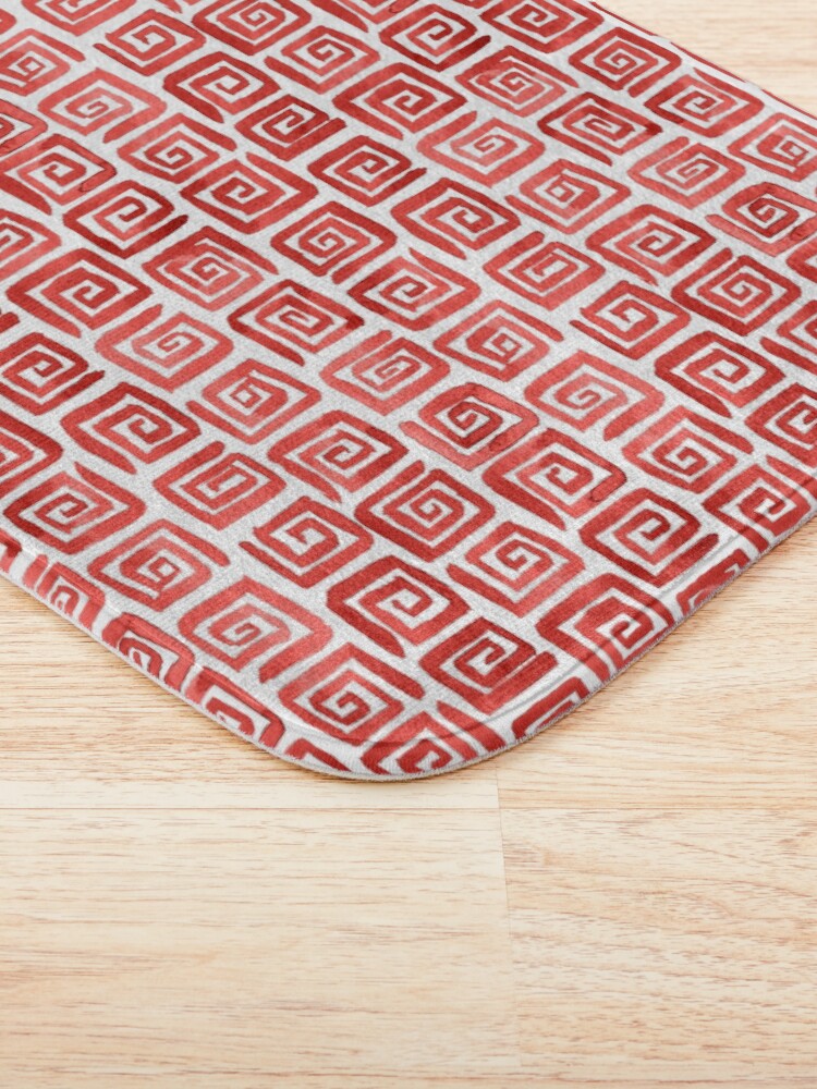 Alternate view of Watercolor Greek Key Pattern - Red Bath Mat