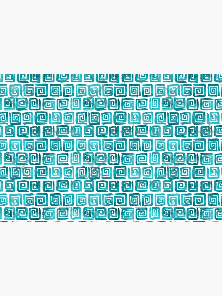 Watercolor Greek Key Pattern - Teal by annieparsons