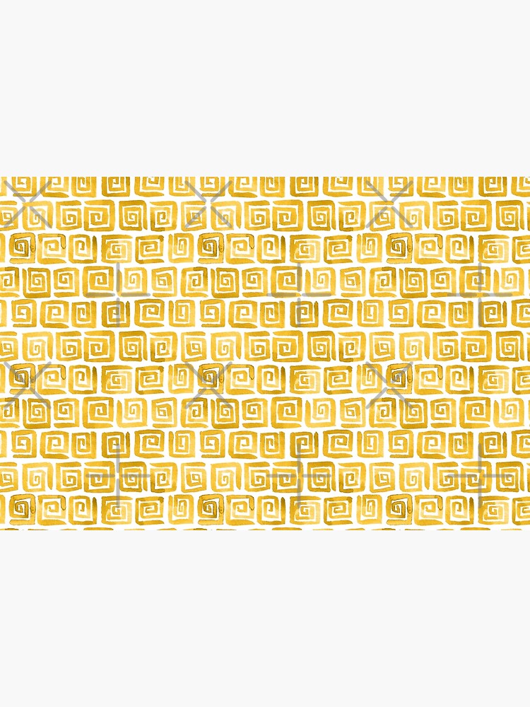 Watercolor Greek Key Pattern - Mustard Yellow by annieparsons