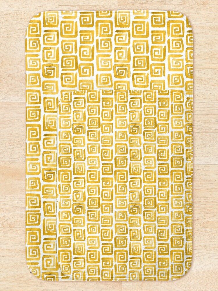 Alternate view of Watercolor Greek Key Pattern - Mustard Yellow Bath Mat