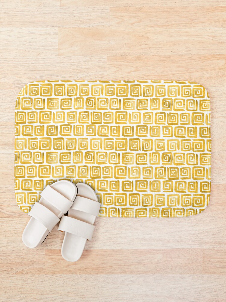 Alternate view of Watercolor Greek Key Pattern - Mustard Yellow Bath Mat