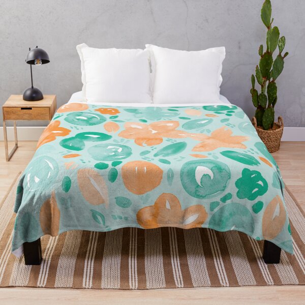 Item preview, Floral Pattern #5 | Mint and Orange designed and sold by RebeccaFlaherty.