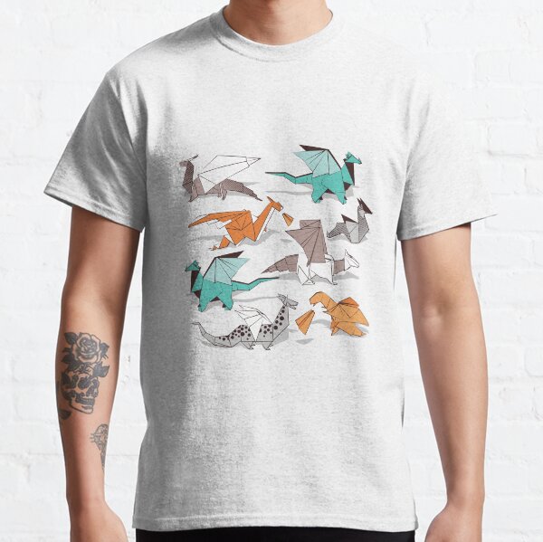 Origami dragon friends // oxford navy blue background Classic T-Shirt