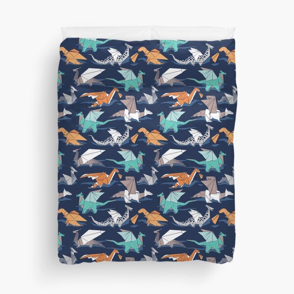 Artikel-Vorschau von Origami Drachenfreunde // Oxford marineblauer Hintergrund, designt und verkauft von SelmaCardoso.