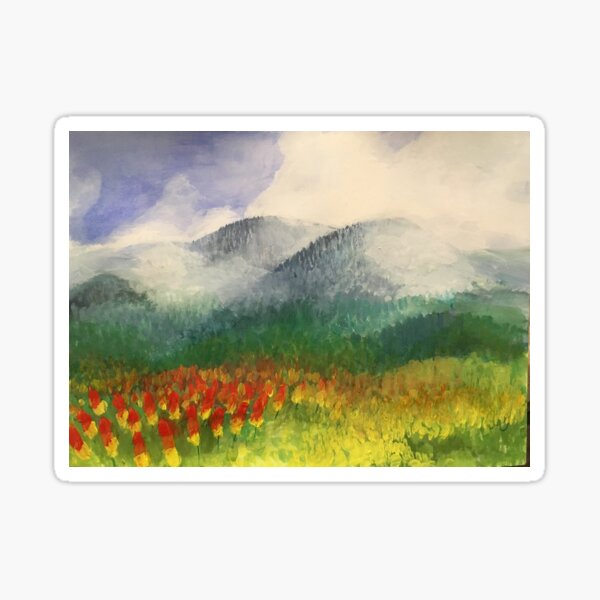 "flowers in the foothills," original painting by mjh, 12-15-2018 Sticker