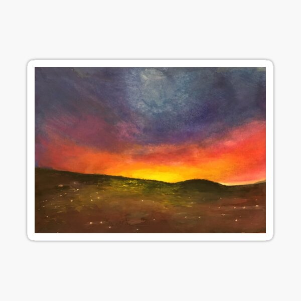 "jerusalem sunset," original painting by mjh, 01-12-2019 Sticker