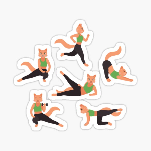 Ginger Fitness Cats Sticker