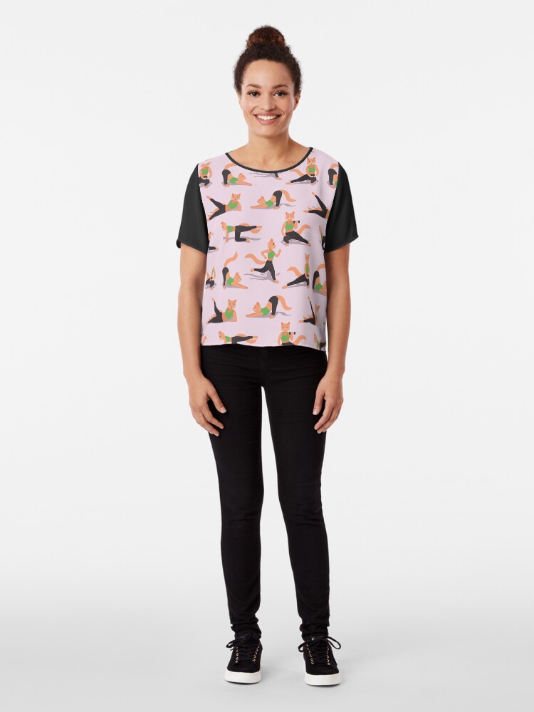 Alternate view of Ginger Fitness Cats (with stickers) Chiffon Top