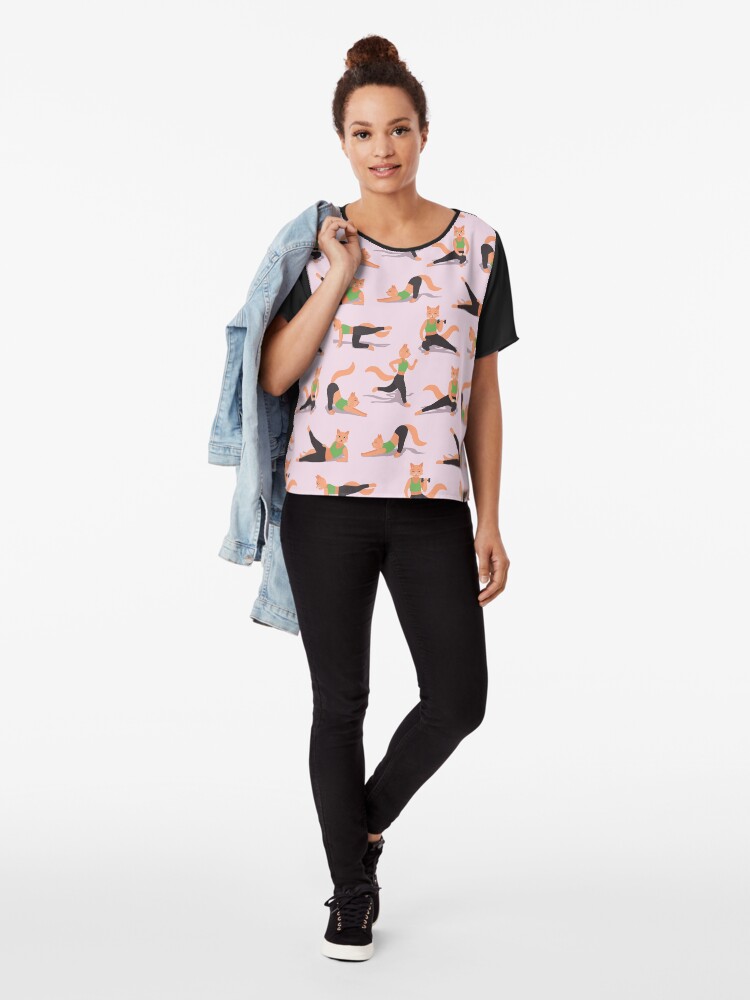 Alternate view of Ginger Fitness Cats (with stickers) Chiffon Top