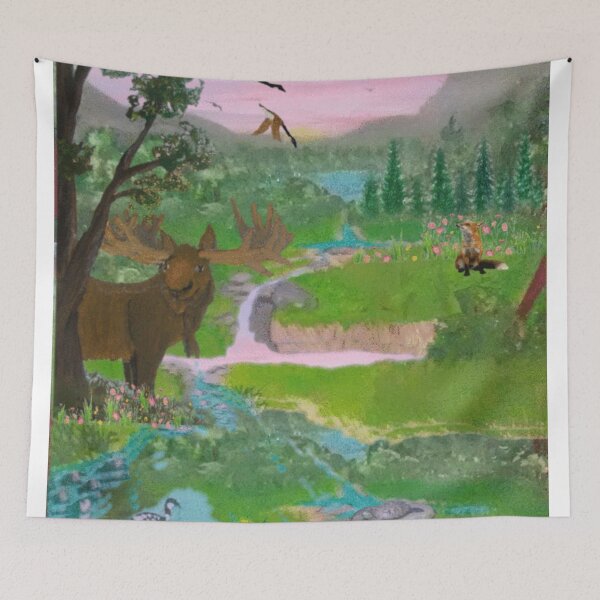 Item preview, animals at the river designed and sold by BellsPainting.
