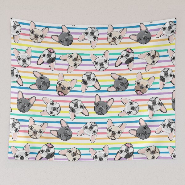 Item preview, All the frenchies - rainbow stripes - cute French bulldogs designed and sold by littlearrow.