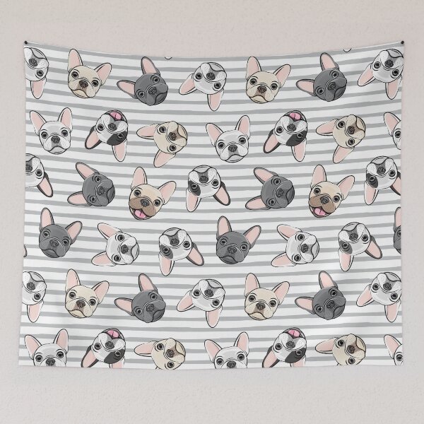Item preview, All the frenchies - grey stripes - cute French bulldogs designed and sold by littlearrow.