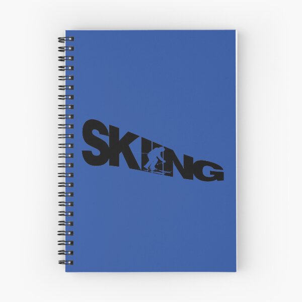 Item preview, Black Skiing Text with Blue Silhouette Downhill Skier on Blue Background designed and sold by Karen McFarland.